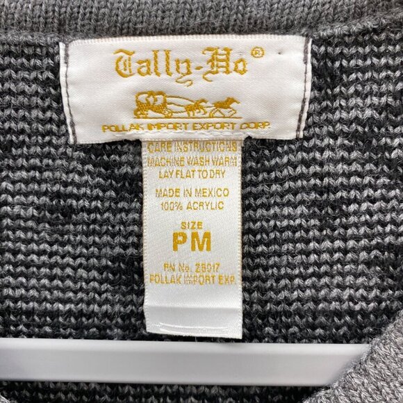 VTG Tally Ho Fair Isle Knit Button Front Cardigan Sweater Womens Petite Medium - Picture 2 of 4